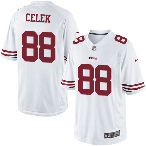 Men's Limited Garrett Celek Nike Jersey White Road - #88 NFL San Francisco 49ers